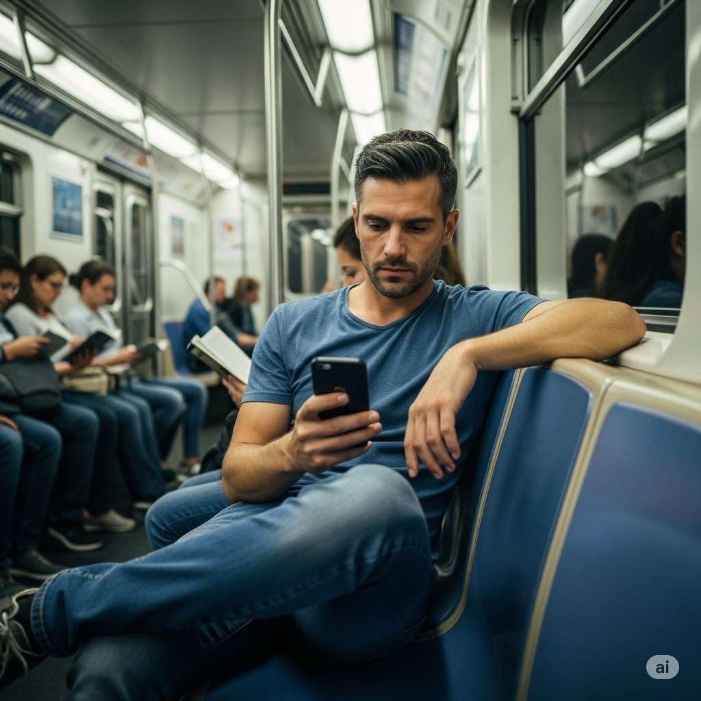 Bărbat jucându-se pe telefon